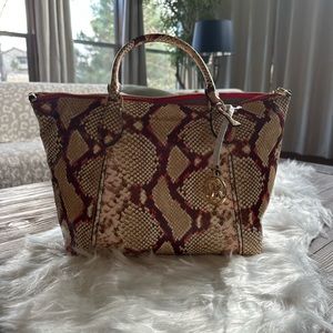 MK New Lenox Multi Colored Snakeskin Large Satchel